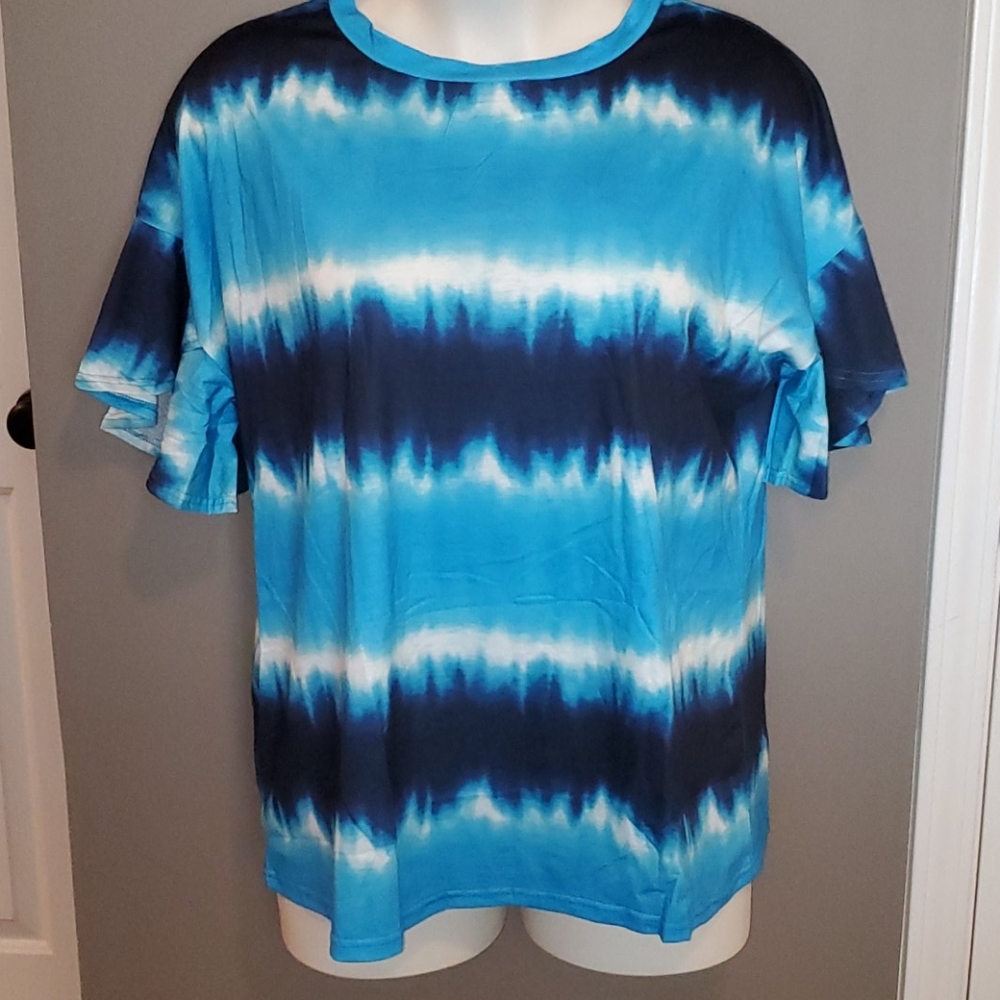 Plus Size Short Sleeve Tie Dye Shirt - Picture 1 of 6